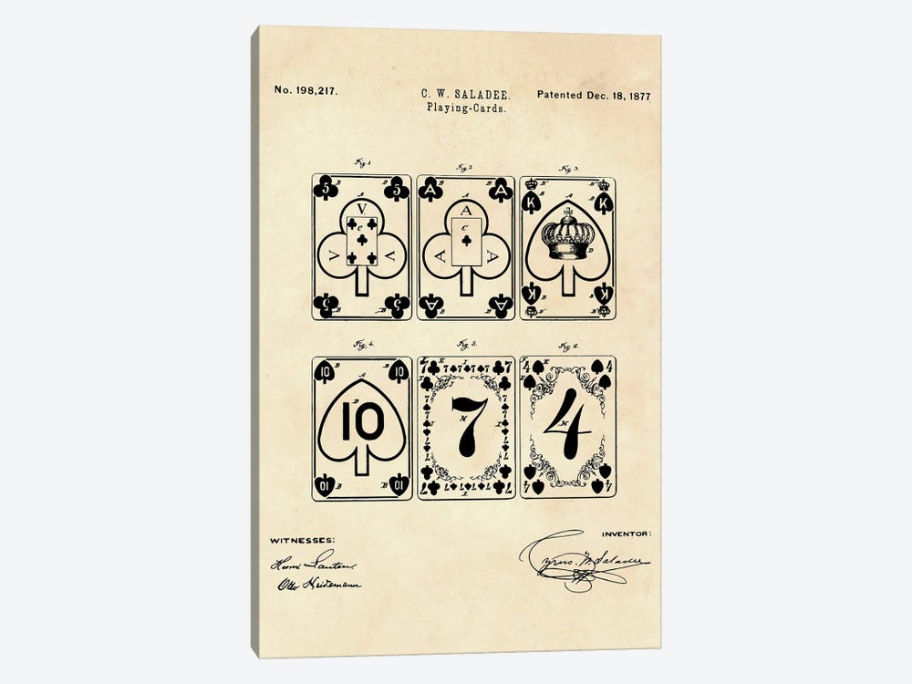 Playing Cards Patent II by Paul Rommer 1-piece Canvas Art