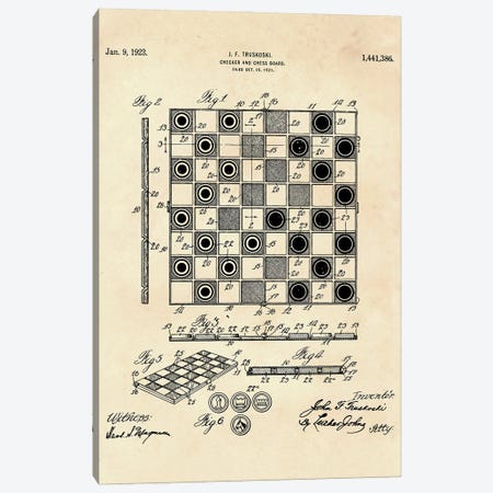 Checker And Chess Board Patent II Canvas Print #PUR4654} by Paul Rommer Canvas Art
