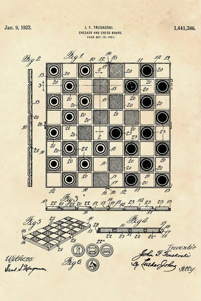 Paul Rommer: Checker And Chess Board Patent II by Paul Rommer