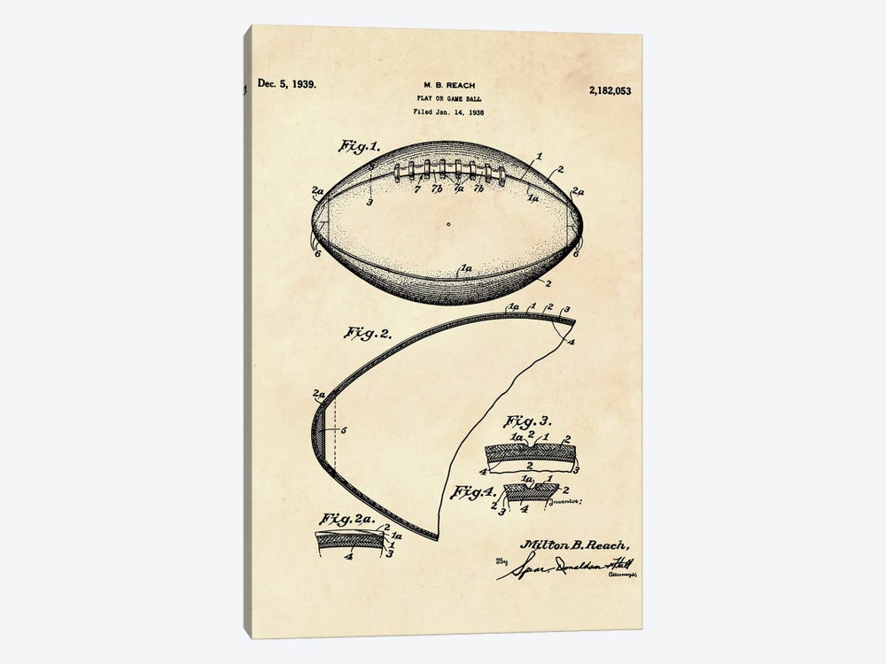 Play Or Game Ball Patent II by Paul Rommer 1-piece Art Print