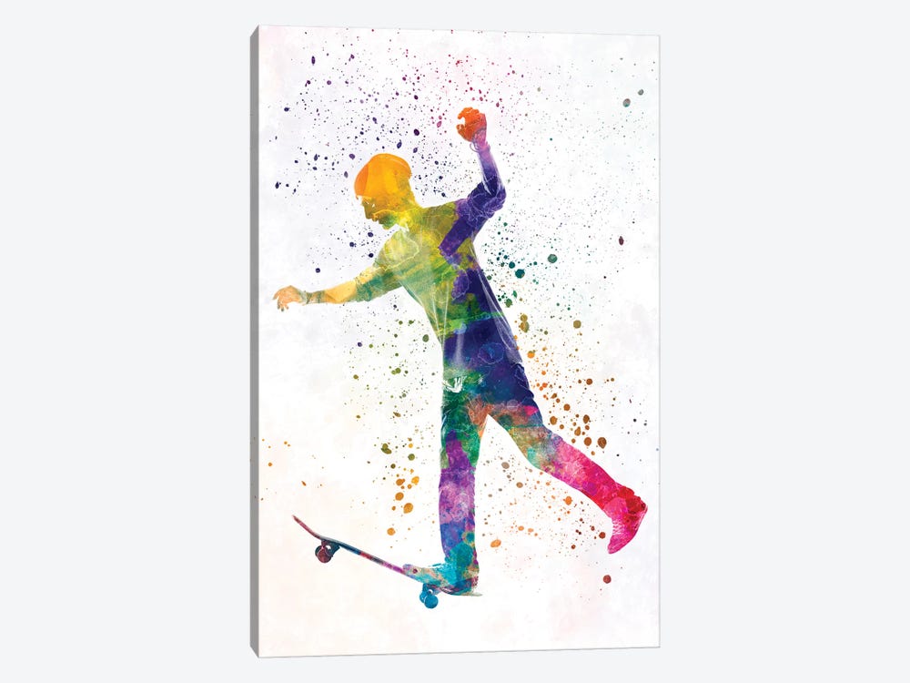 Skateboarder In Watercolor VI by Paul Rommer 1-piece Canvas Art