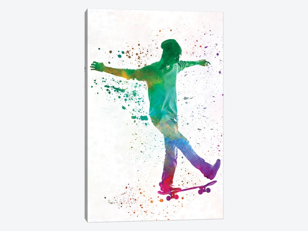 Skateboarder In Watercolor VII by Paul Rommer 1-piece Canvas Print