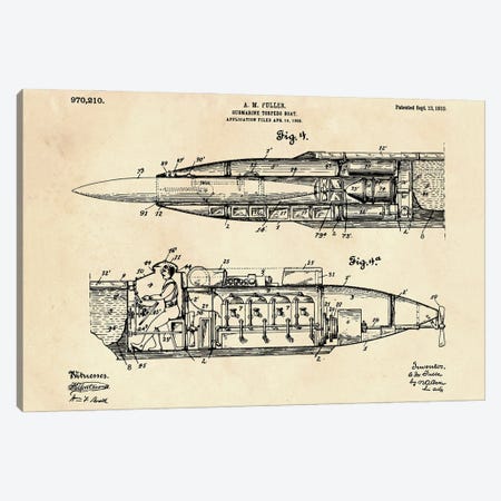 Submarine Torpedo Boat Patent VI Canvas Print #PUR4688} by Paul Rommer Canvas Art