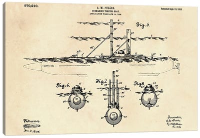 Submarine Torpedo Boat Patent VIII Canvas Art Print - Nautical Blueprints