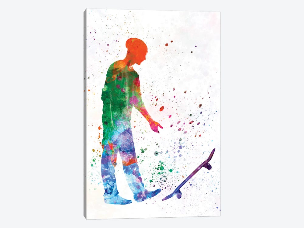 Skateboarder In Watercolor IX by Paul Rommer 1-piece Canvas Art Print