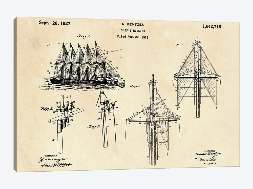Ship's Rigging Patent II by Paul Rommer 1-piece Art Print