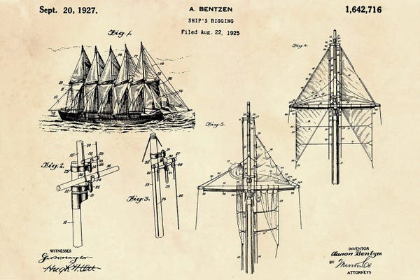 Nautical Blueprints: Ship's Rigging Patent II by Paul Rommer