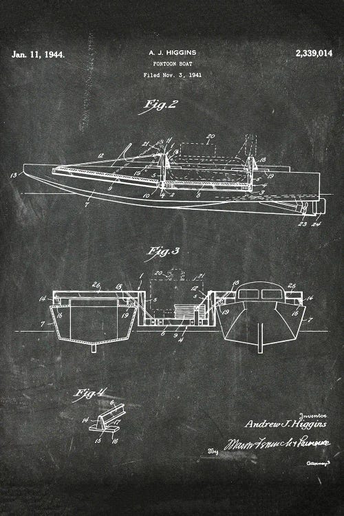Pontoon Boat Patent III by Paul Rommer wall art
