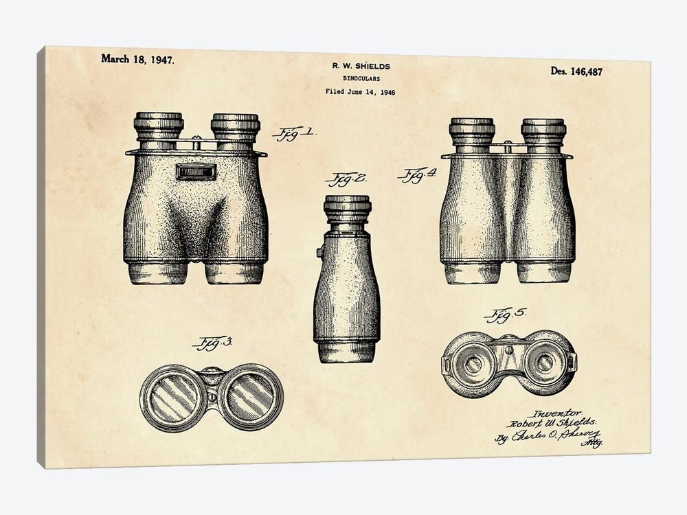 Binoculars Patent II by Paul Rommer 1-piece Canvas Wall Art