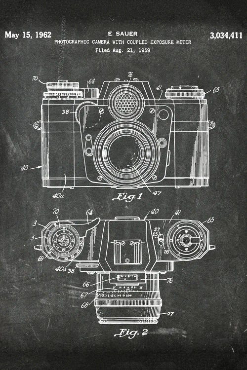 Photographic Camera With Coupled Exposure Meter Patent I by Paul Rommer wall art