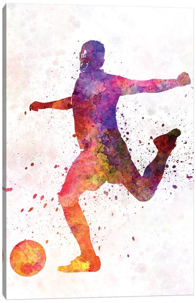 Man Soccer Football Player III Canvas Art Print - Soccer Art