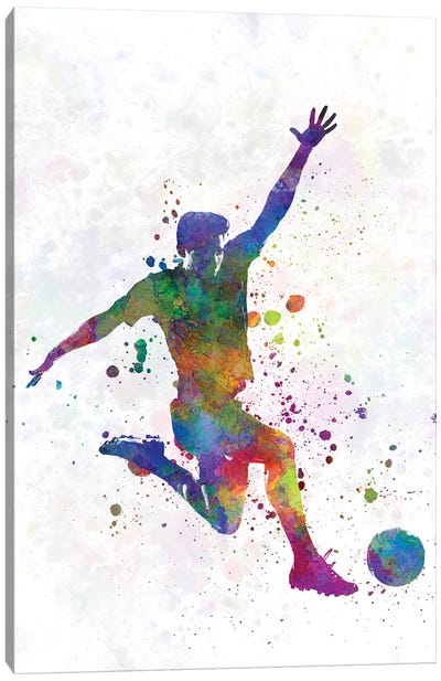 Man Soccer Football Player V Canvas Art Print - Soccer Art