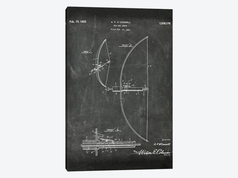Bow And Arrow Patent I by Paul Rommer 1-piece Canvas Wall Art