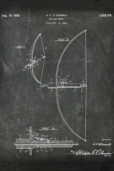 Weapon Blueprints: Bow And Arrow Patent I by Paul Rommer