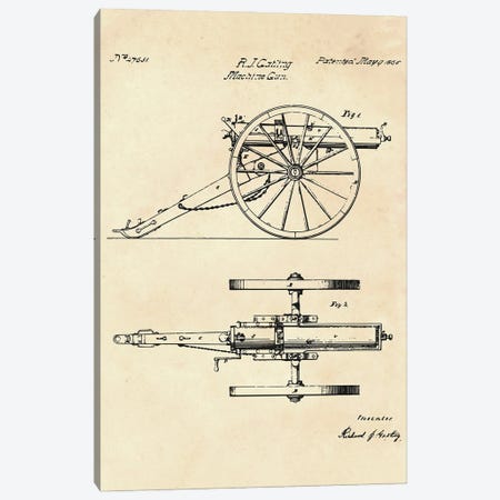 Machine Gun Patent II Canvas Print #PUR4761} by Paul Rommer Canvas Print