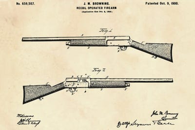 Recoil Operated Firearm Patent II by Paul Rommer canvas print