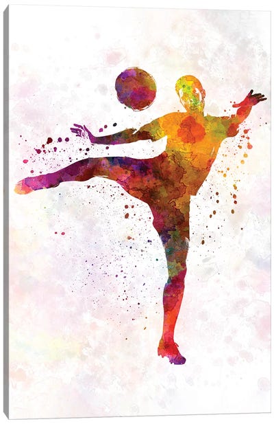 Man Soccer Football Player VII Canvas Art Print - Soccer Art