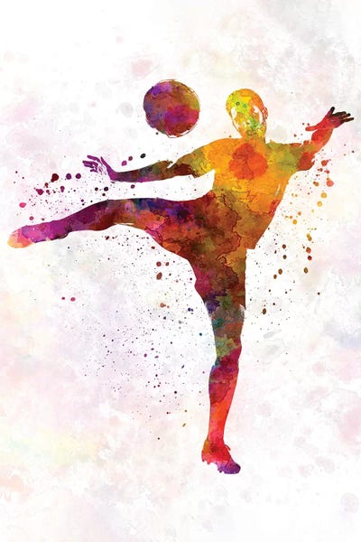Kids Sports Art: Man Soccer Football Player VII by Paul Rommer