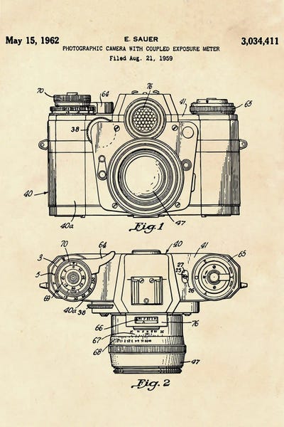 Photographic Camera IV With Coupled Exposure Meter Patent by Paul Rommer canvas print