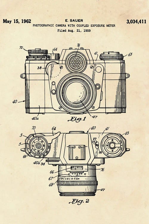 Photographic Camera With Coupled Exposure Meter Patent IV by Paul Rommer wall art