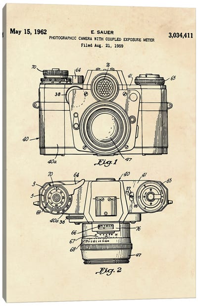 Photographic Camera With Coupled Exposure Meter Patent IV Canvas Art Print - Photography as a Hobby