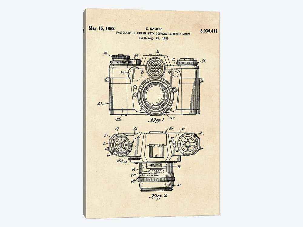 Photographic Camera With Coupled Exposure Meter Patent IV by Paul Rommer 1-piece Art Print