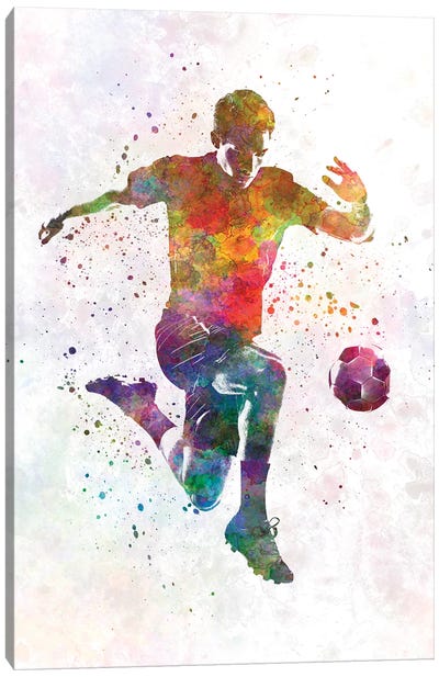 Man Soccer Football Player IX Canvas Art Print - Soccer Art