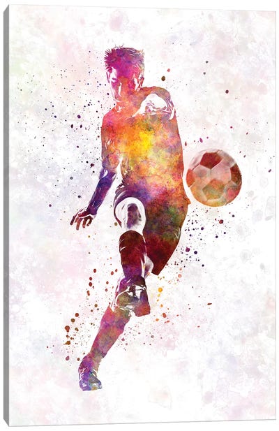 Man Soccer Football Player X Canvas Art Print - Soccer Art