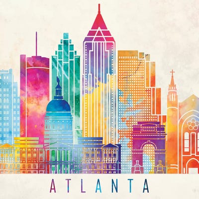Atlanta Landmarks Watercolor Poster by Paul Rommer canvas print