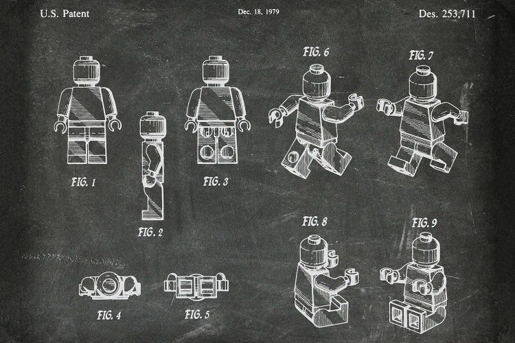 Lego Figure Patent I by Paul Rommer wall art