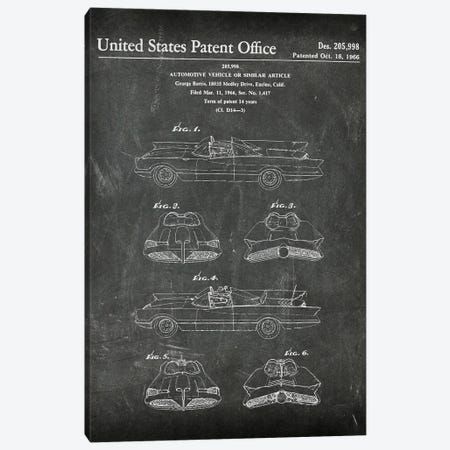 Batmobile Patent I Canvas Print #PUR4820} by Paul Rommer Canvas Art