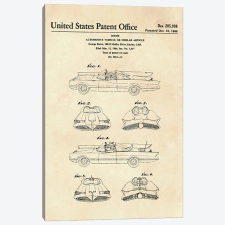 Batmobile Patent II Canvas Print #PUR4821} by Paul Rommer Canvas Artwork