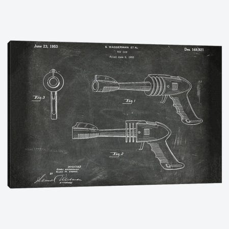 Toy Gun Patent I Canvas Print #PUR4822} by Paul Rommer Canvas Wall Art