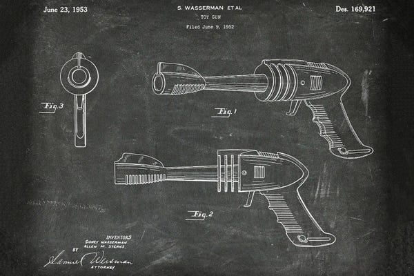 Weapon Blueprints: Toy Gun Patent I by Paul Rommer