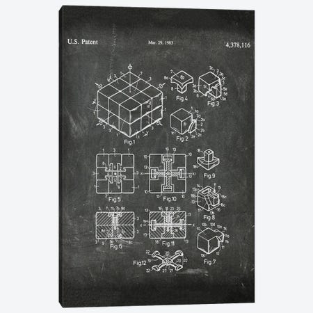 Rubik's Cube Patent I Canvas Print #PUR4824} by Paul Rommer Art Print
