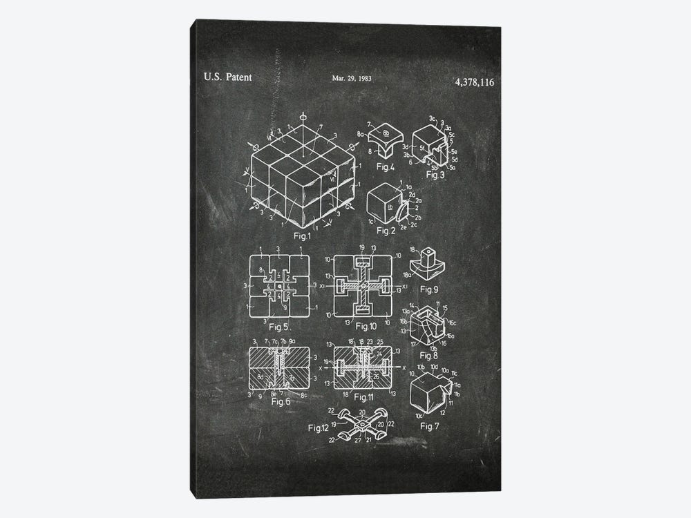 Rubik's Cube Patent I by Paul Rommer 1-piece Canvas Art Print