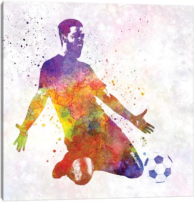 Man Soccer Football Player XIII Canvas Art Print - Soccer Art