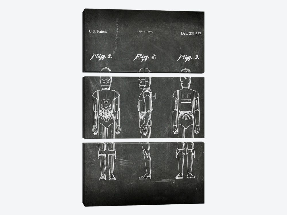 Robot C-3PO Patent I by Paul Rommer 3-piece Canvas Artwork