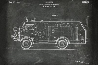 Mobile Fire Fighting Apparatus Patent I by Paul Rommer framed canvas print