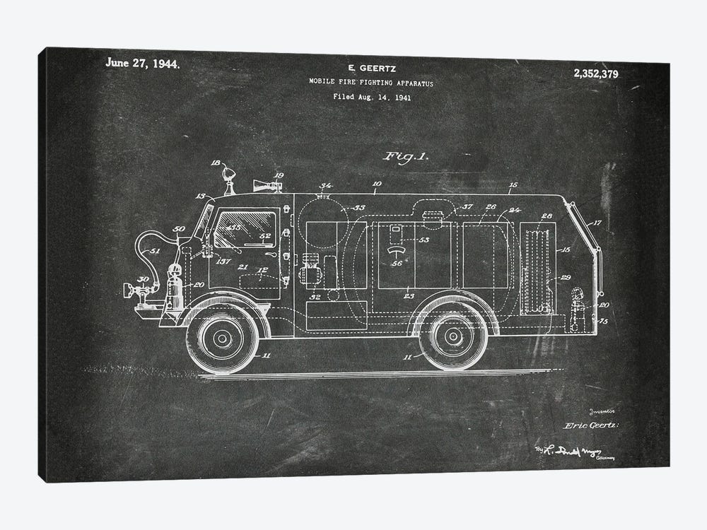 Mobile Fire Fighting Apparatus Patent I by Paul Rommer 1-piece Art Print