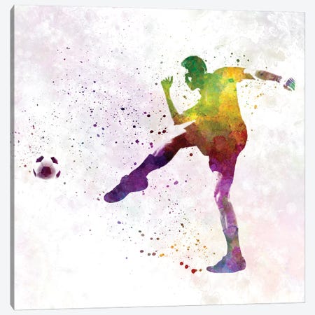 Man Soccer Football Player XV Canvas Print #PUR484} by Paul Rommer Art Print