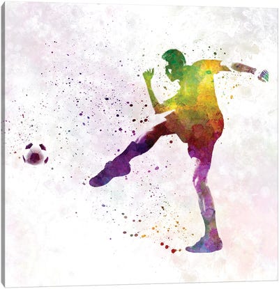 Man Soccer Football Player XV Canvas Art Print - Soccer Art