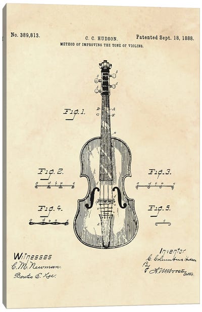 Method Of Improving The Tone Of Violins Patent II Canvas Art Print - Music Blueprints