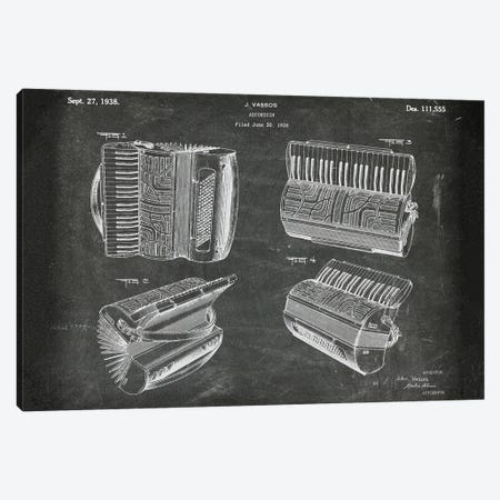 Accordion Patent I Canvas Print #PUR4857} by Paul Rommer Canvas Artwork