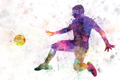 Man Soccer Football Player Flying Kicking I by Paul Rommer art print