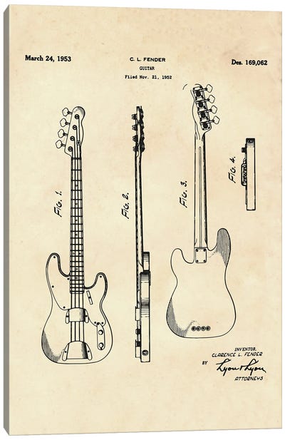 Guitar Patent MMIV Canvas Art Print - Music Blueprints