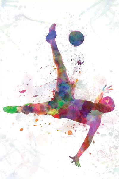 Paul Rommer: Man Soccer Football Player Flying Kicking IV by Paul Rommer