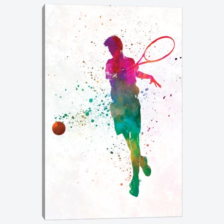 Man Tennis Player In Watercolor I Canvas Print #PUR492} by Paul Rommer Art Print