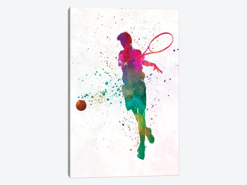Man Tennis Player In Watercolor I by Paul Rommer 1-piece Canvas Print
