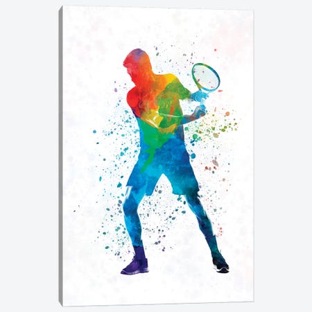 Man Tennis Player In Watercolor II Canvas Print #PUR493} by Paul Rommer Canvas Art Print
